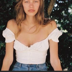 With Jean White Louie Top Button Up Corset